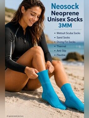 Neosock Neoprene Unisex Socks 3MM 9.5-10" Sole  L/XL
